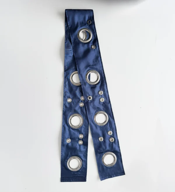 ↯ miss molly: grey + steel blue satin