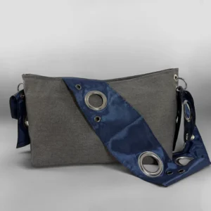 ↯ miss molly: grey + steel blue satin