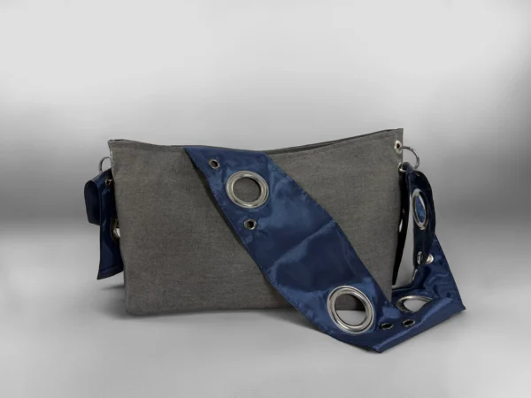 ↯ miss molly: grey + steel blue satin